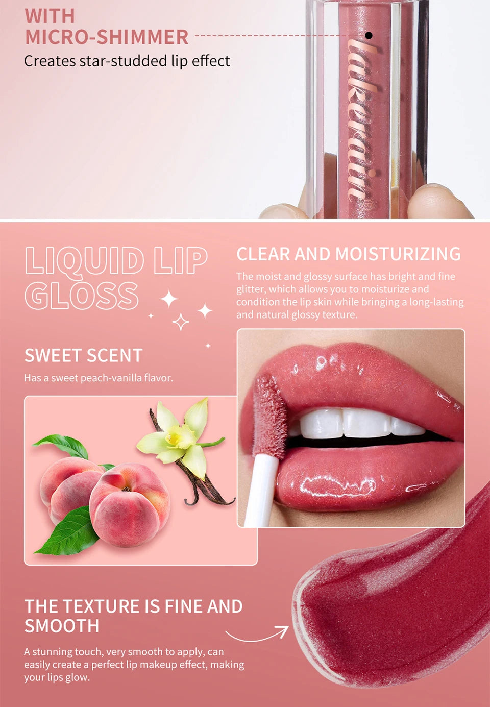 8-Color Liquid Light Glitter Lip Glaze Long-lasting Deep Moisturizing Lip Gloss Reduce Lips Lines Slight Shimmer Makeup Lip Oil