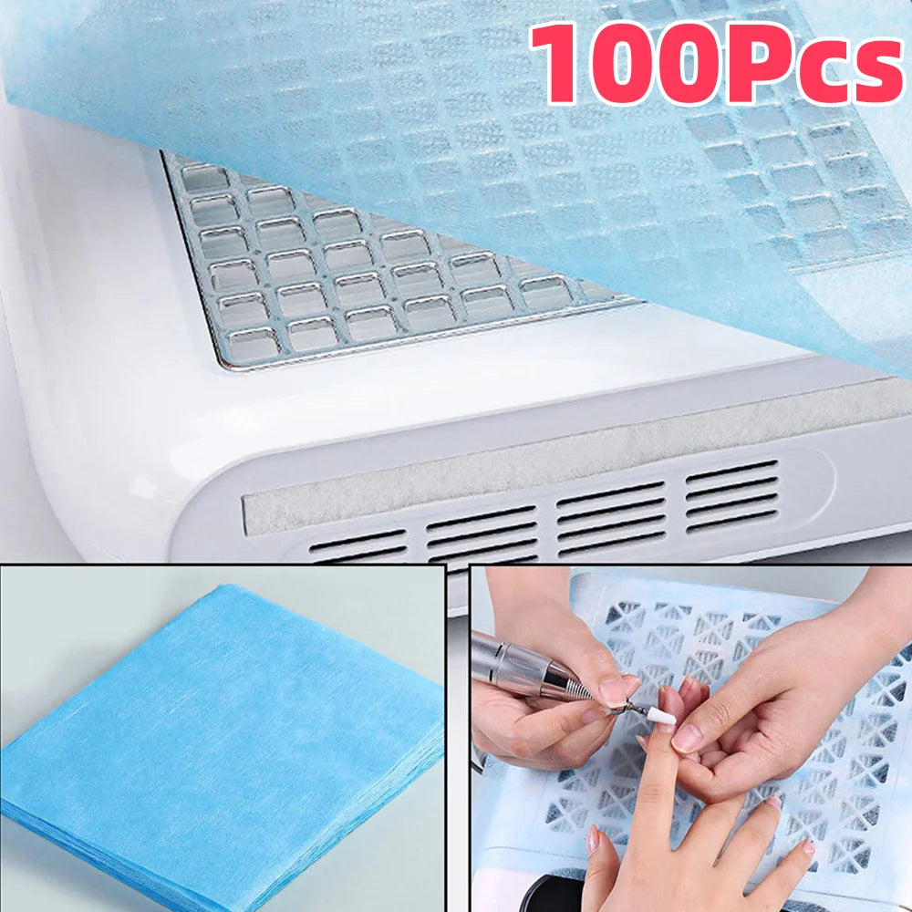 100Pcs Nail Vacuum Clean Collector Filter Paper Set 20*24cm Dustproof Replace Filters Disposable Manicure Machine Dust Accessory