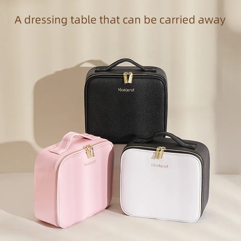 Makeup Train Case with Mirror, Waterproof Portable Cosmetic Organizer with Adjustable Dividers, Ideal Gift