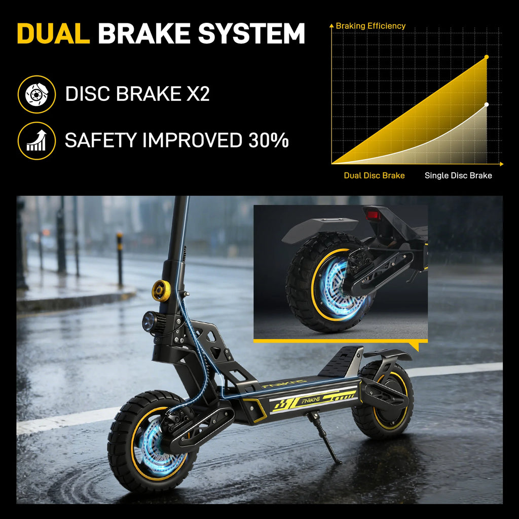 1200W Motor Foldable Adult Electric Scooter 48V 13AH Battery 30MPH Max Speed 10 Inch Off-Road Tires E-Scooter 35-45KM