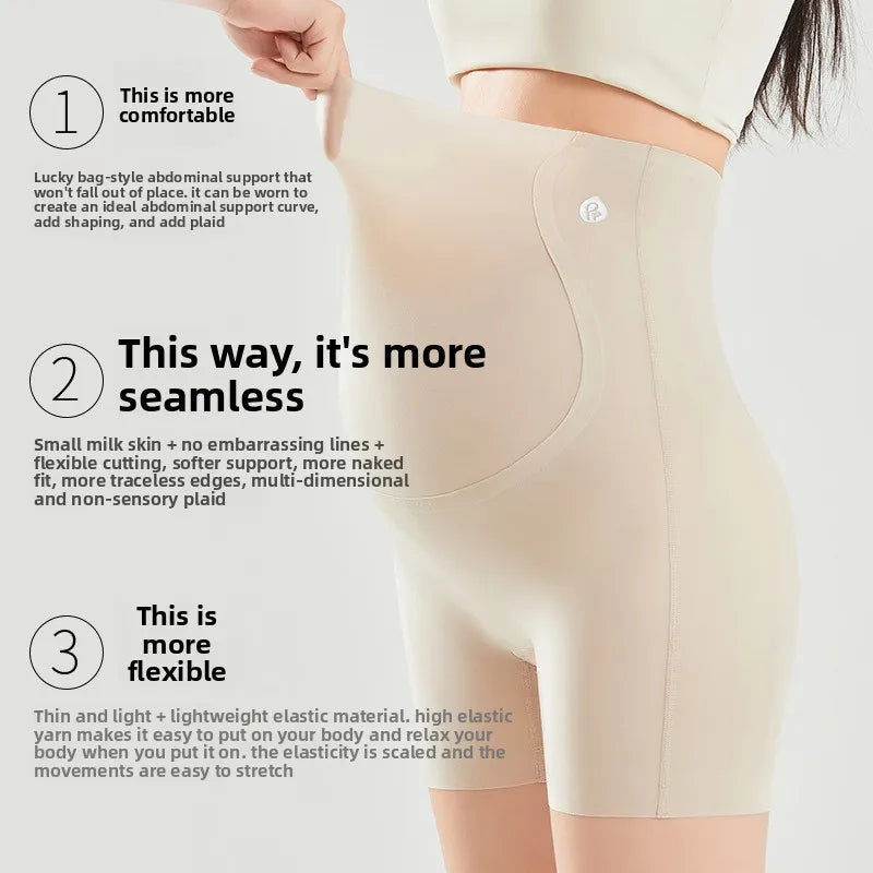 Maternity safety pants spring and summer thin anti-light leggings safety privacy belly support pants