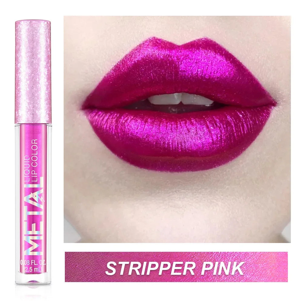 Glitter Metallic Lip Gloss Waterproof Matte Shiny Liquid Lipstick Shimmer Lip Tint Lasting Non-stick Cup Lips Makeup Cosmetics