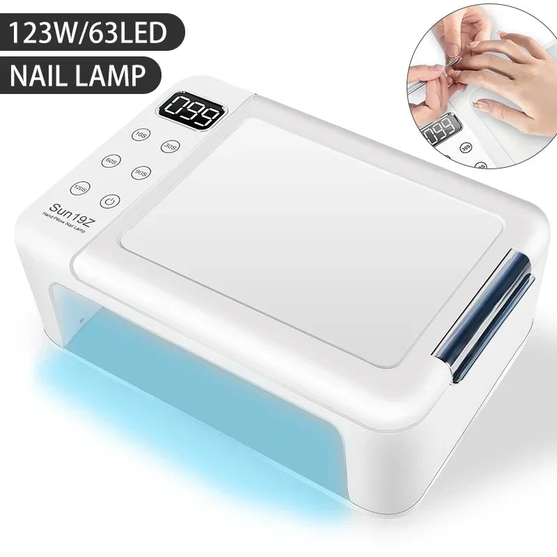 63 LEDS Nail Dryer LED Nail Lamp UV Lamp for Curing All Gel Nail Polish Motion Sensing Manicure Pedicure Salon Tool Big Space
