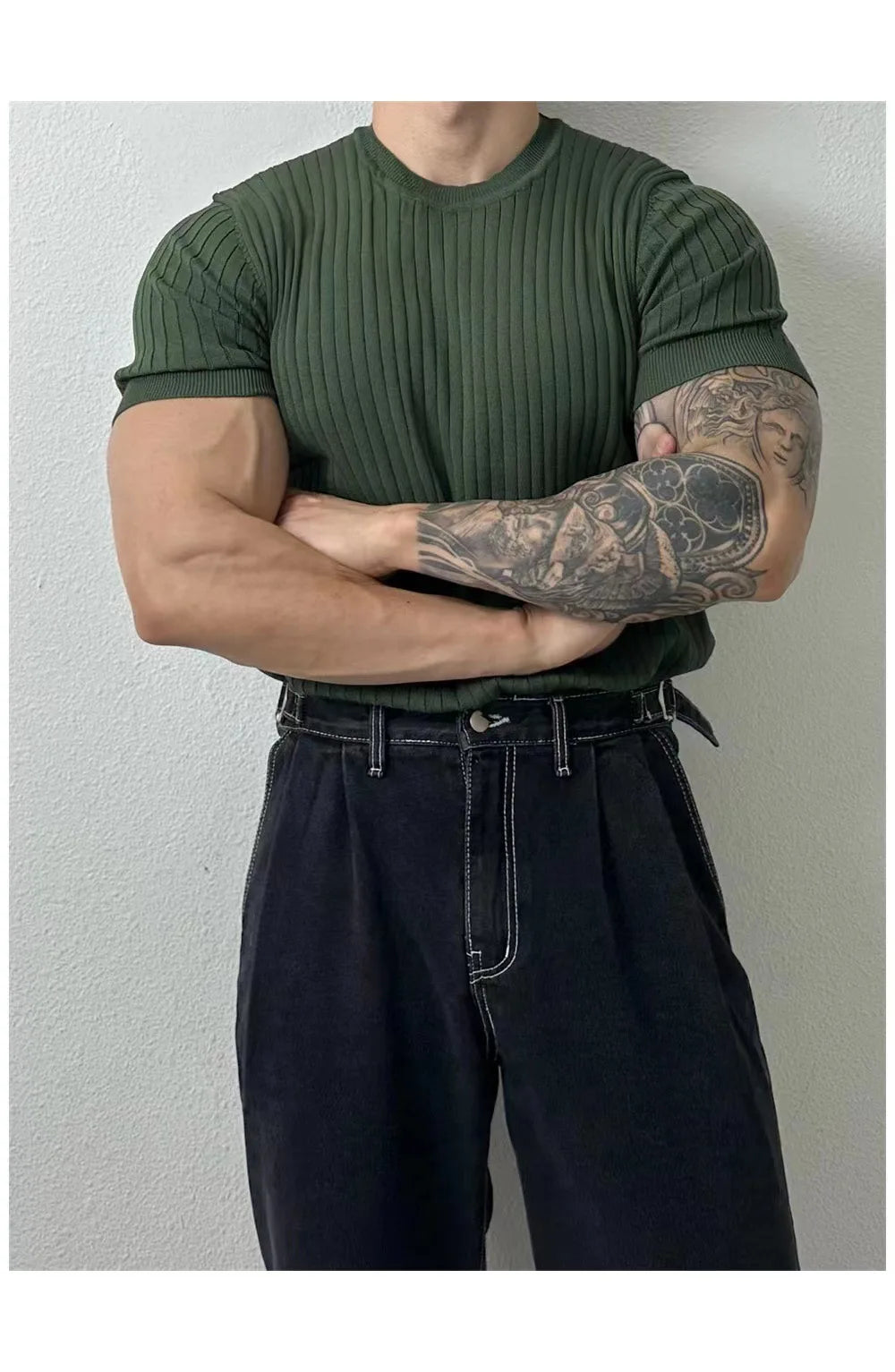 Trendy Polo Shirt for Men Summer Solid Color Top Versatile Knit Style Korean Short Sleeves Casual Fashion T-shirt