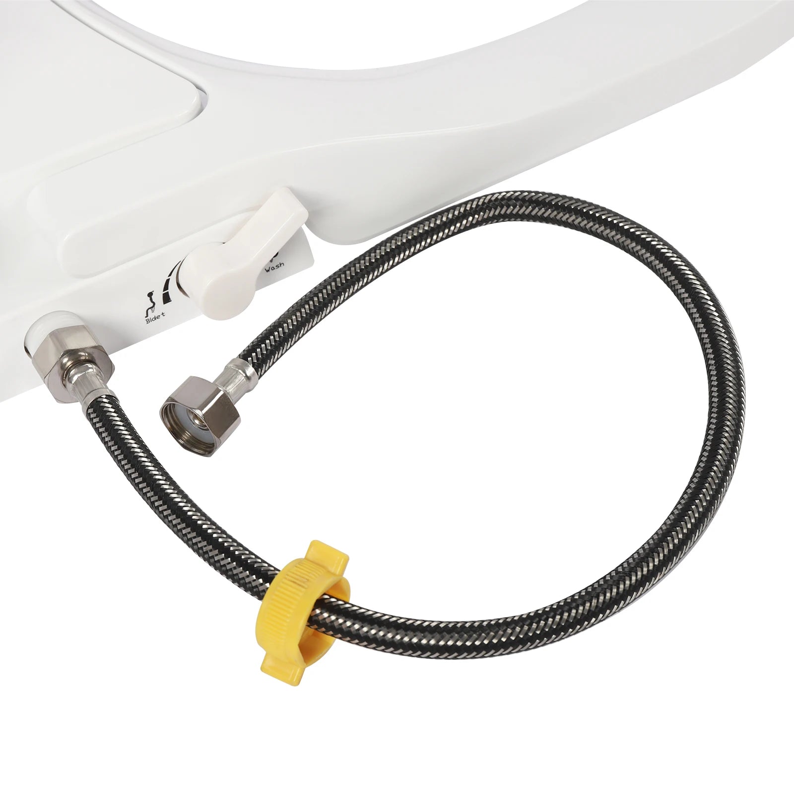 Non-Electric Bidet Toilet Seat Toilet Bidet Lid Fits Elongated Toilets, Dual Nozzle D-shaped with Cleaner Flush Hose