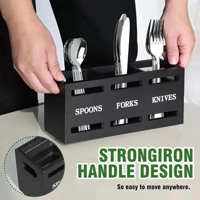 Wooden Utensil Holder Organizer, Rustic Cutlery Rack, Party Fork Knife Spoon Organizer, Farmhouse Kitchen Cutlery Organizer