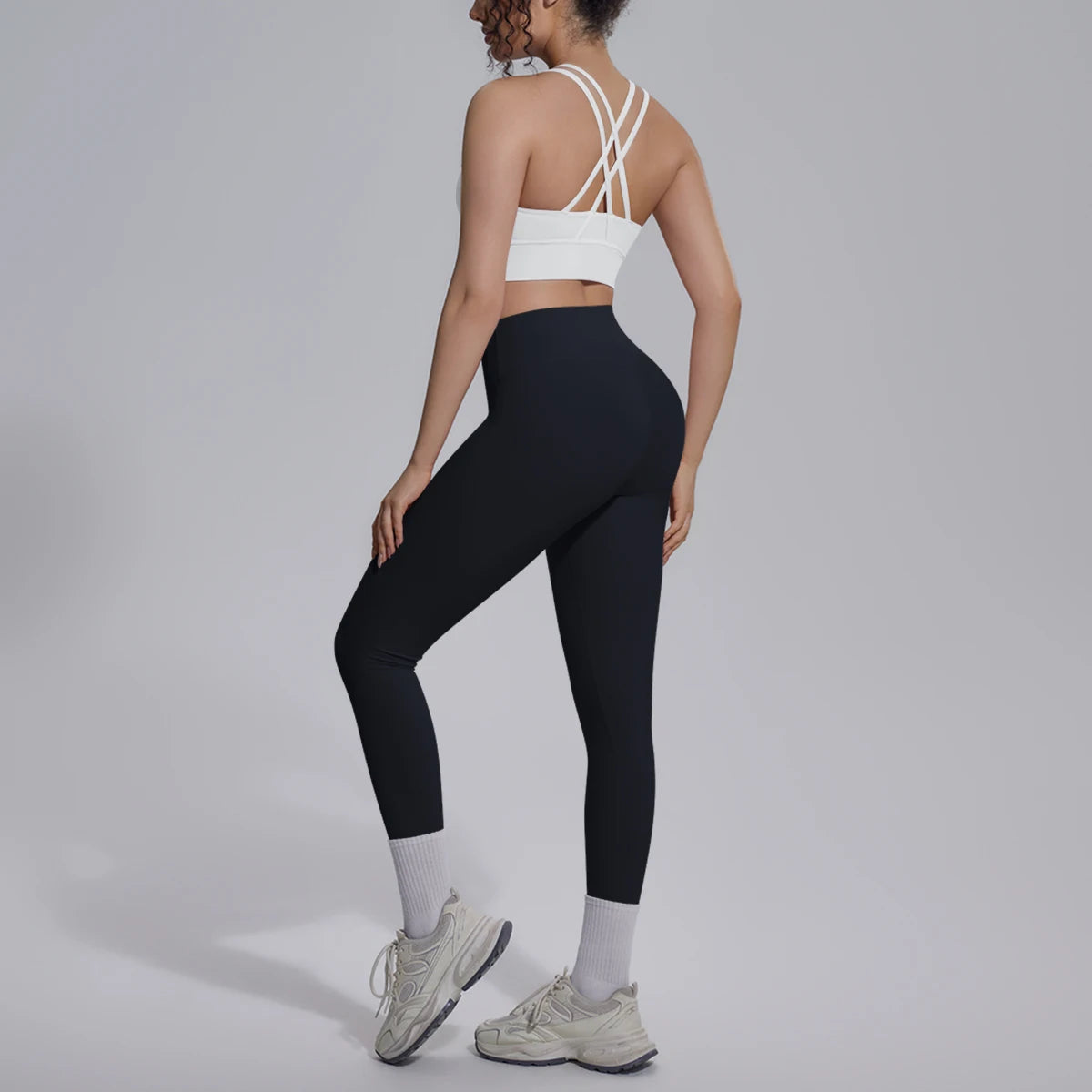 2PCS Yoga Set Summer Gym Sports Running Yoga Clothing Solid Color Cross Bra Workout Top High Waisted Quick Drying Fitness Pants
