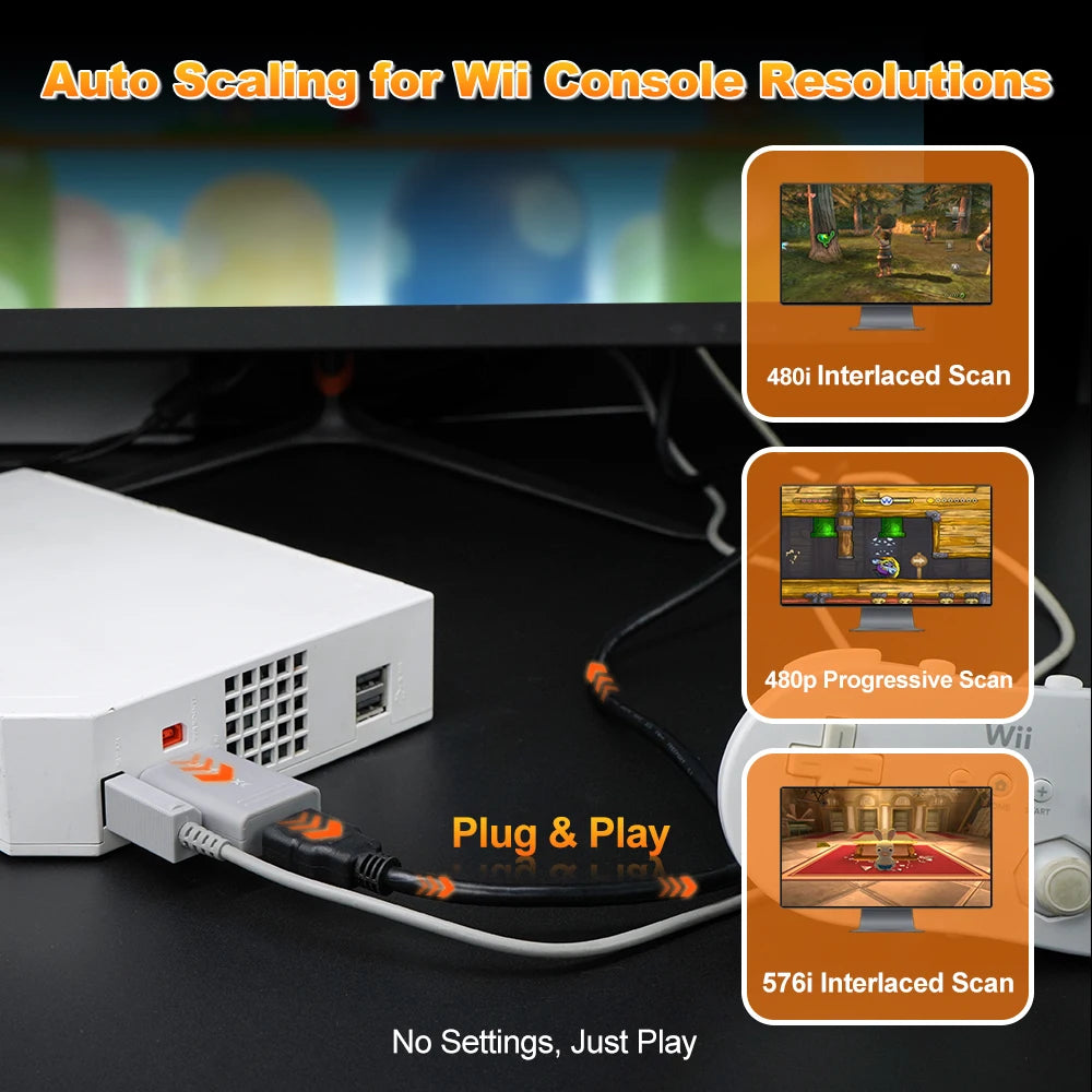 Bitfunx Mini Video Audio Adapter YPBPR to HDMI™ Converter for PAL NTSC Wii Game Console Plug and Play