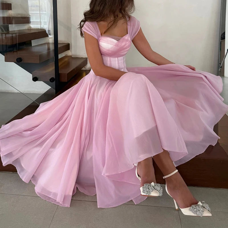 Women Fashion Backless High Waisted Ball Dress Elegant Christmas Party Long Dresses 2025 Sexy Square Neck Sleeveless Mesh Dress