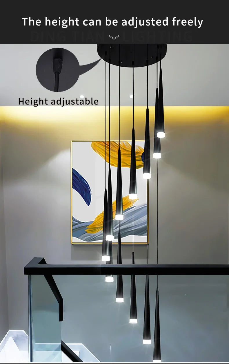 Stair Led Ceiling Chandeliers Duplex Loft Lamp Living Room Decoraction Luxury Light Appliance Hanging Lamps For  Lustre