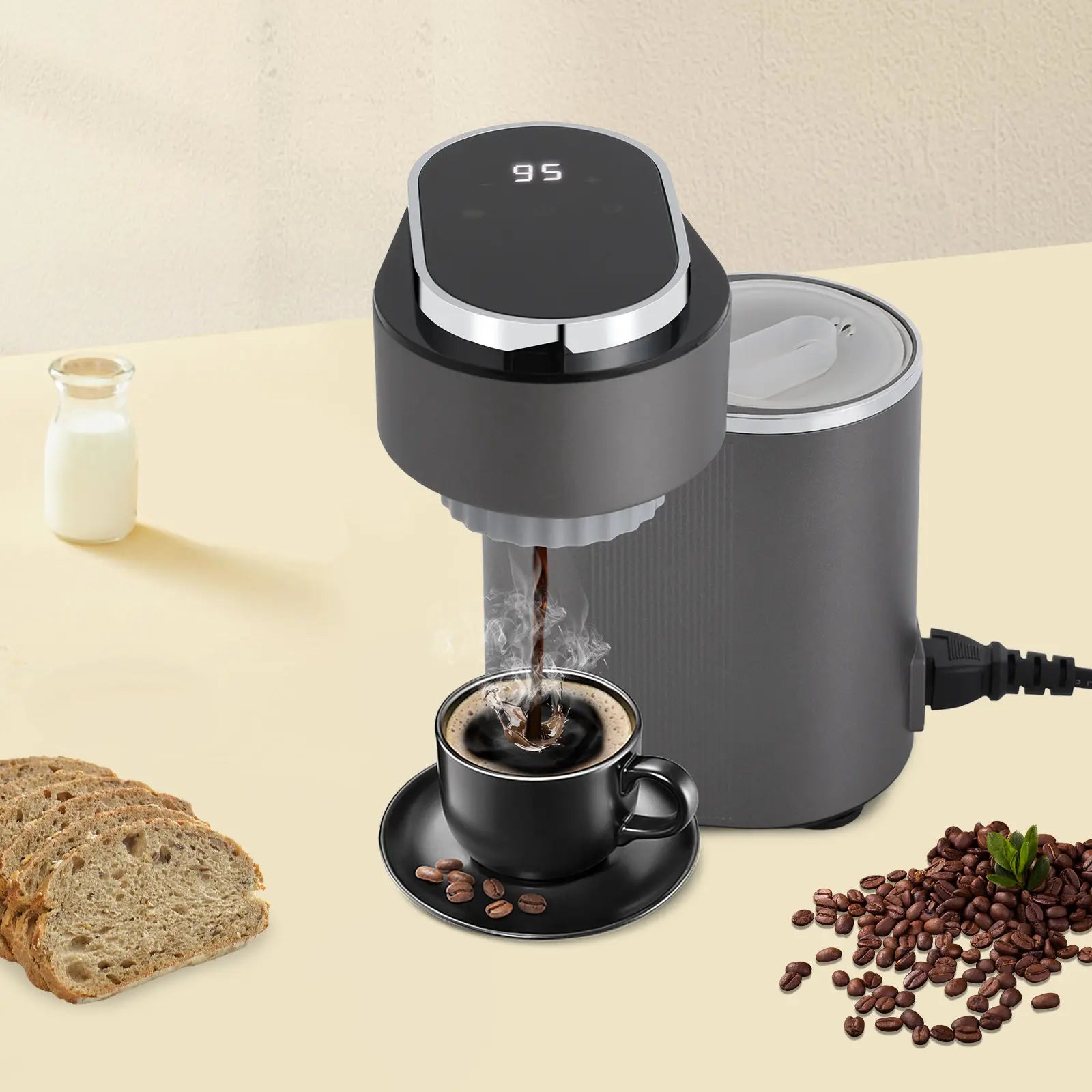 Mini Coffee Machine Travel Espresso Maker Coffee Latte Machine Temperature Adjustment Easy to Carry with Anti-slip Feet