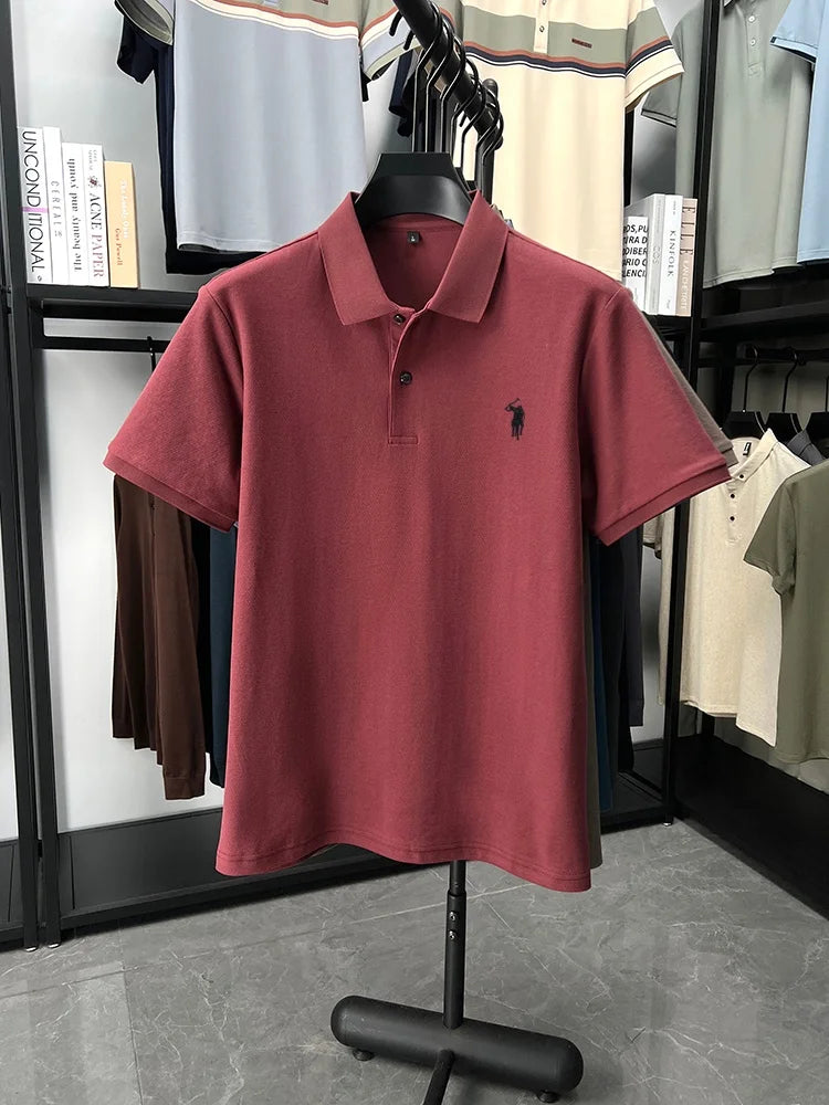 Designer brand 100% cotton short sleeve polo shirt fashion luxury pony embroidery men's summer casual high-quality Paul T-shirt