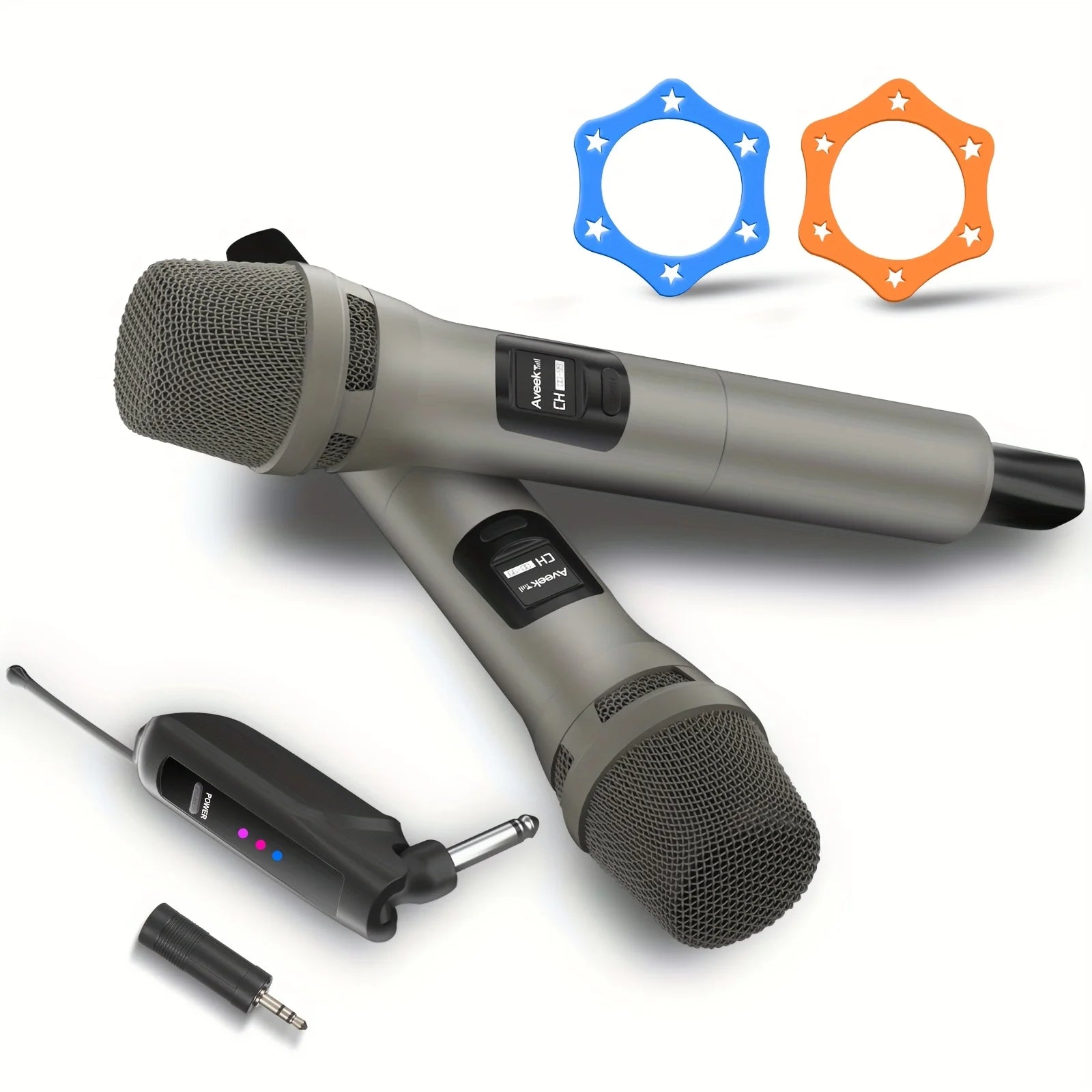 2.4GHz Wireless Microphone System with 100ft Range - 2 Rechargeable Mics for Karaoke, Party, Wedding | Plug & Play, Crystal Clea