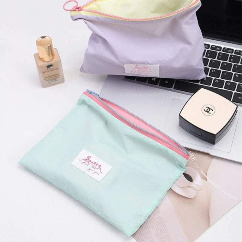 Minimalist Macaron Travel Zipper Wash Bag Set Multi-purpose Storage Bag For Makeup Cables Documents Small Change