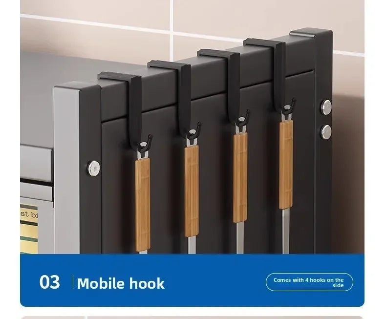 Multi-functional Kitchen Shelf Floor-to-ceiling Shelf Locker Microwave Pot Oven Cabinet Storage Rack with Cabinet Door