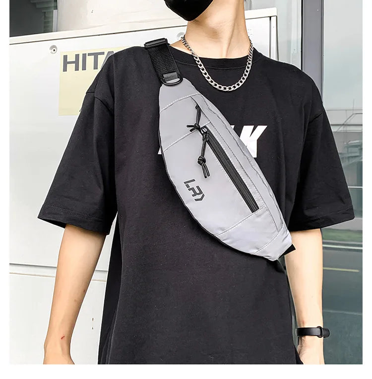 Techwear Style Colorful Reflective Fanny Pack Punk Hip Hop Crossbody Bag Men Women Outdoor Casual Motorcycle Sport Waist Bag