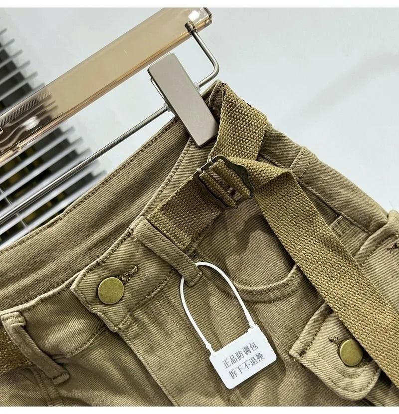 Large Pocket Denim Shorts Women Stretch Slim Fit High Waist Sexy Butt Lifting Hot Pants Summer Fashion Babes Casual Y2k Clothes