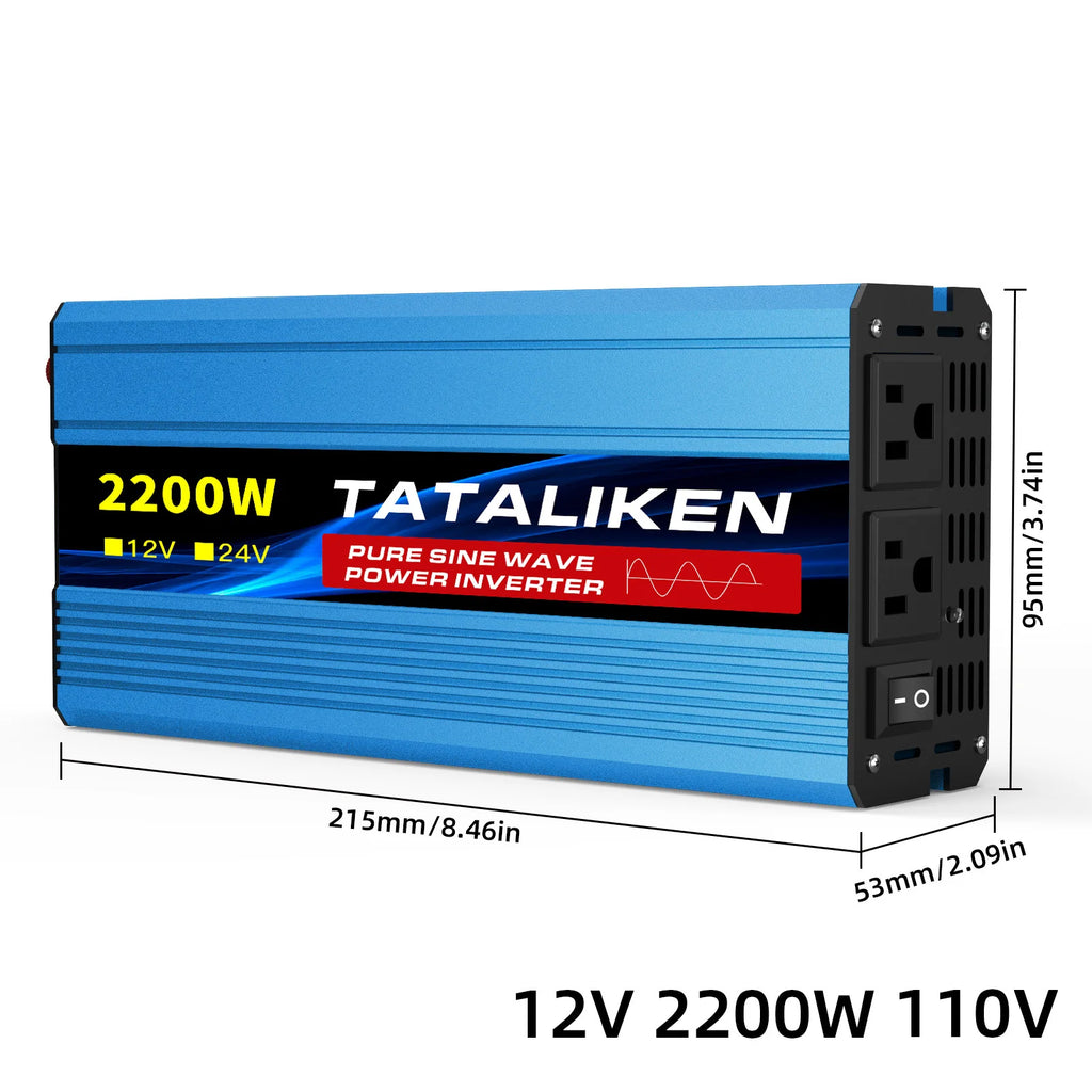 Power Inverter 10000W DC 12V to AC 110V 60HZ Pure Sine Wave Inverter with LCD Display Remote Control 4AC Outlets