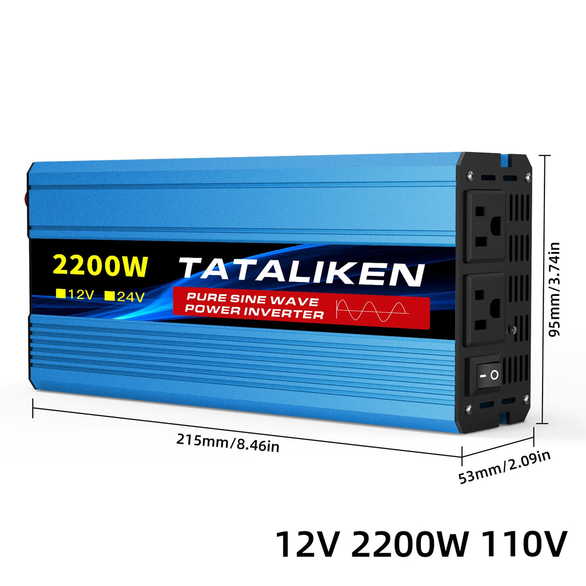 Power Inverter 10000W DC 12V to AC 110V 60HZ Pure Sine Wave Inverter with LCD Display Remote Control 4AC Outlets