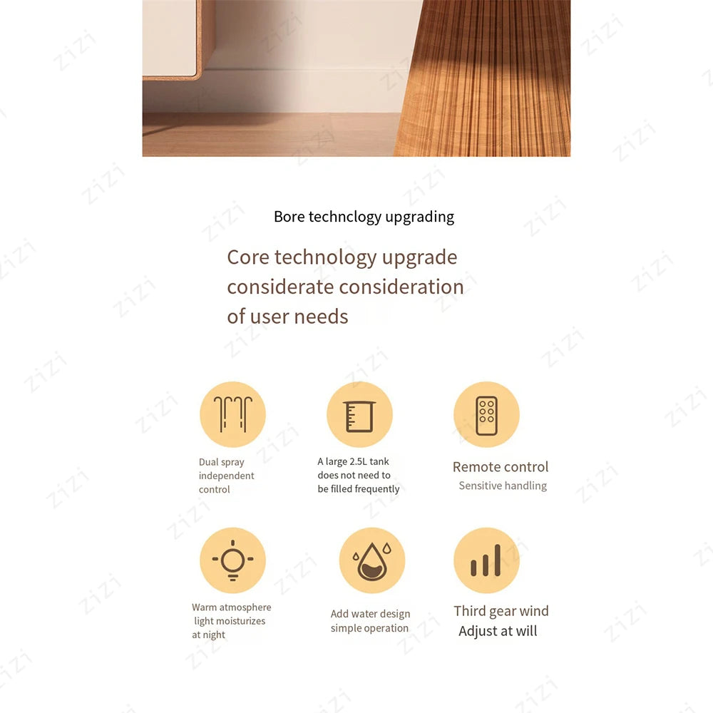 Double Port Spray High-capacity Electric Fan Humidifier USB Portable Portable Remote Control Humidifier with Atmosphere Light