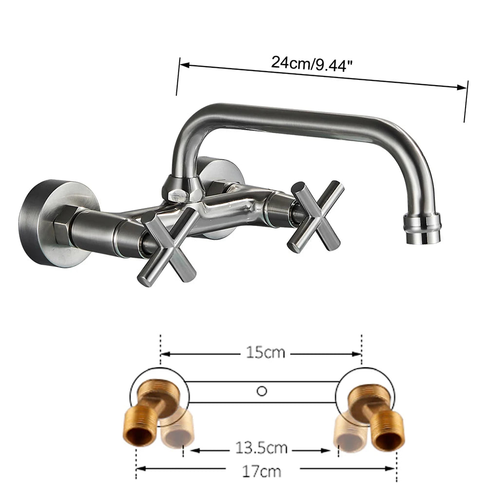 Black Kitchen Faucet Hot And Cold Water MixerFaucets Wall Mounted Tap Vessel Sink Mixer Tap Swivel Spouts Basin Mixer Tap Crane