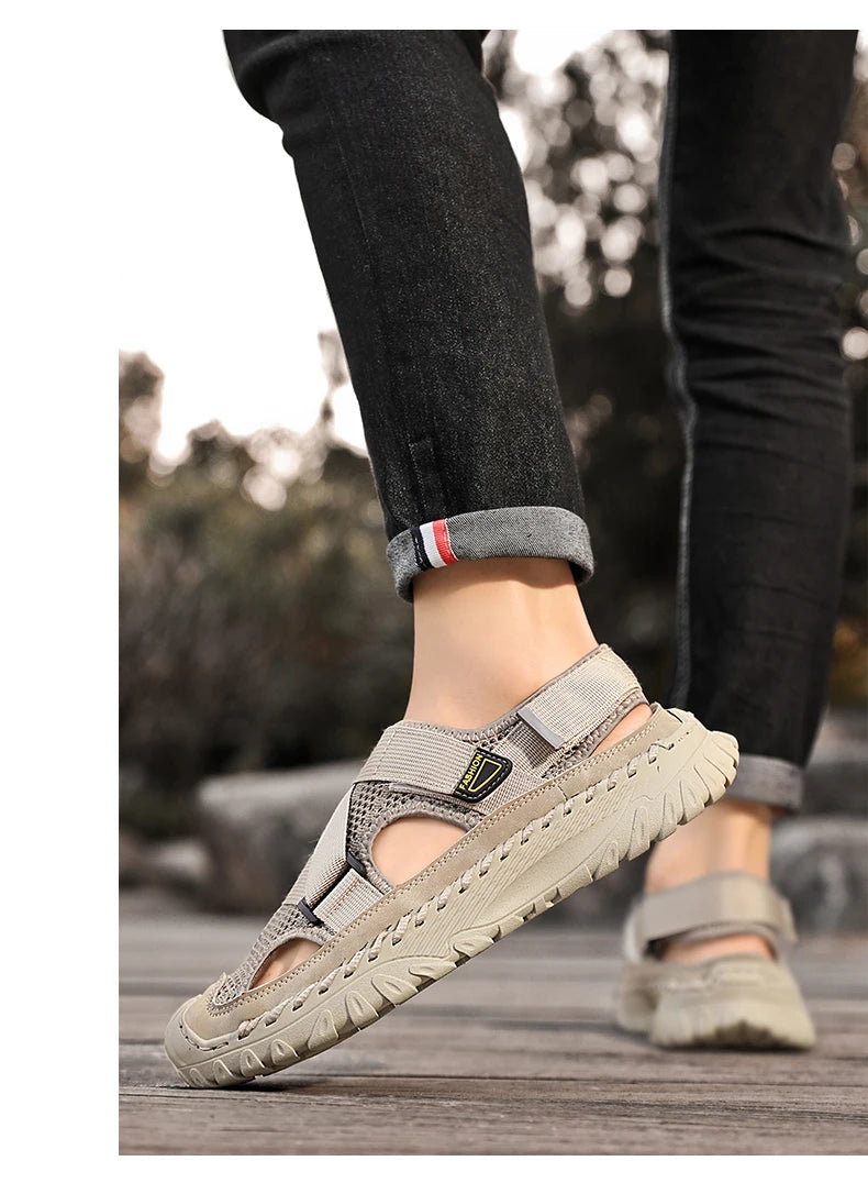 Summer Men Sandals Genuine Leather Mens Casual Shoes Outdoor Men Leather Sandals for Men Beach Shoes Roman mens Shoes