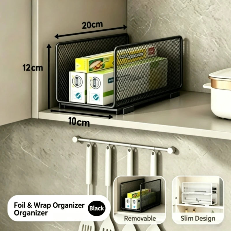 Stackable Kitchen Storage Baskets, Organizer for Kitchen Paper, Plastic Wrap, and Spice Jars, Household Cabinet Storage Racks