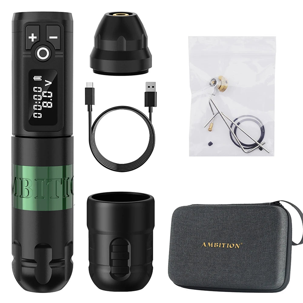 Ambition New Soldier Rotaty Battery Pen Wireless Tattoo Machine Portable Power Pack 2400mAh LED Digital Display For Body Art