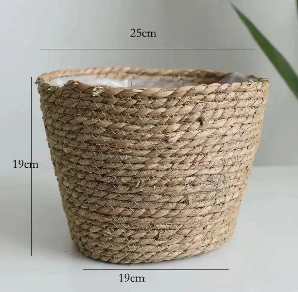 Natural Wicker Planter Basket  Flower Pot Home Garden Rattan Basket Straw Flower Basket 20/25/30CM