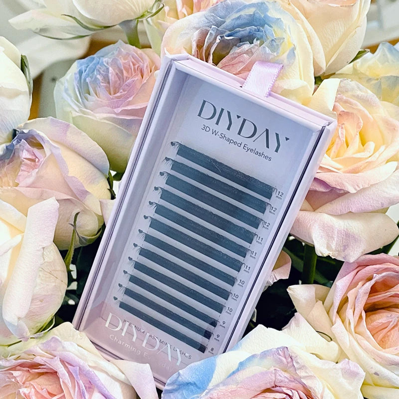 DIYDAY 3D W Lashes Extension 6D W Shaped Bloom Premade Eyelash Fans C D Curl Natural False Eyelashes for Extension Makeup