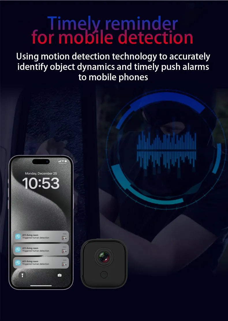 WIFI Mini Camera PIR Human Body Detection Monitoring Security Camera Wireless Monitoring Camera HD 1080P Monitoring Smart Home