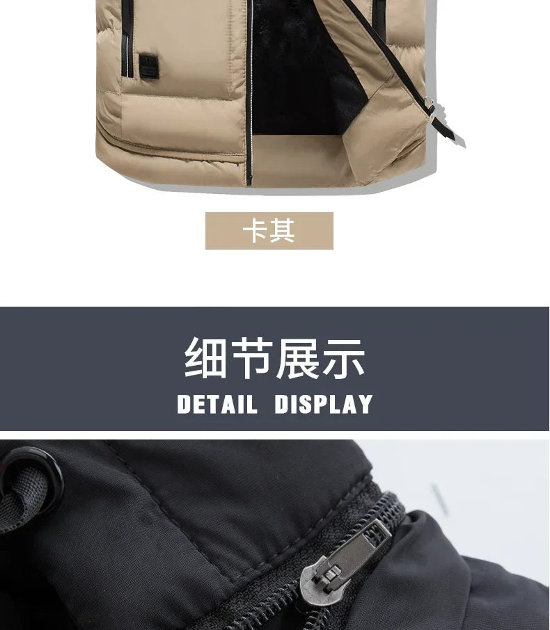 New Brand Mens Outdoors Vests Men's Winter Vest Cotton-Padded hot sale Vest Men Warm Hooded Waistcoat Casual Male Coats Vests