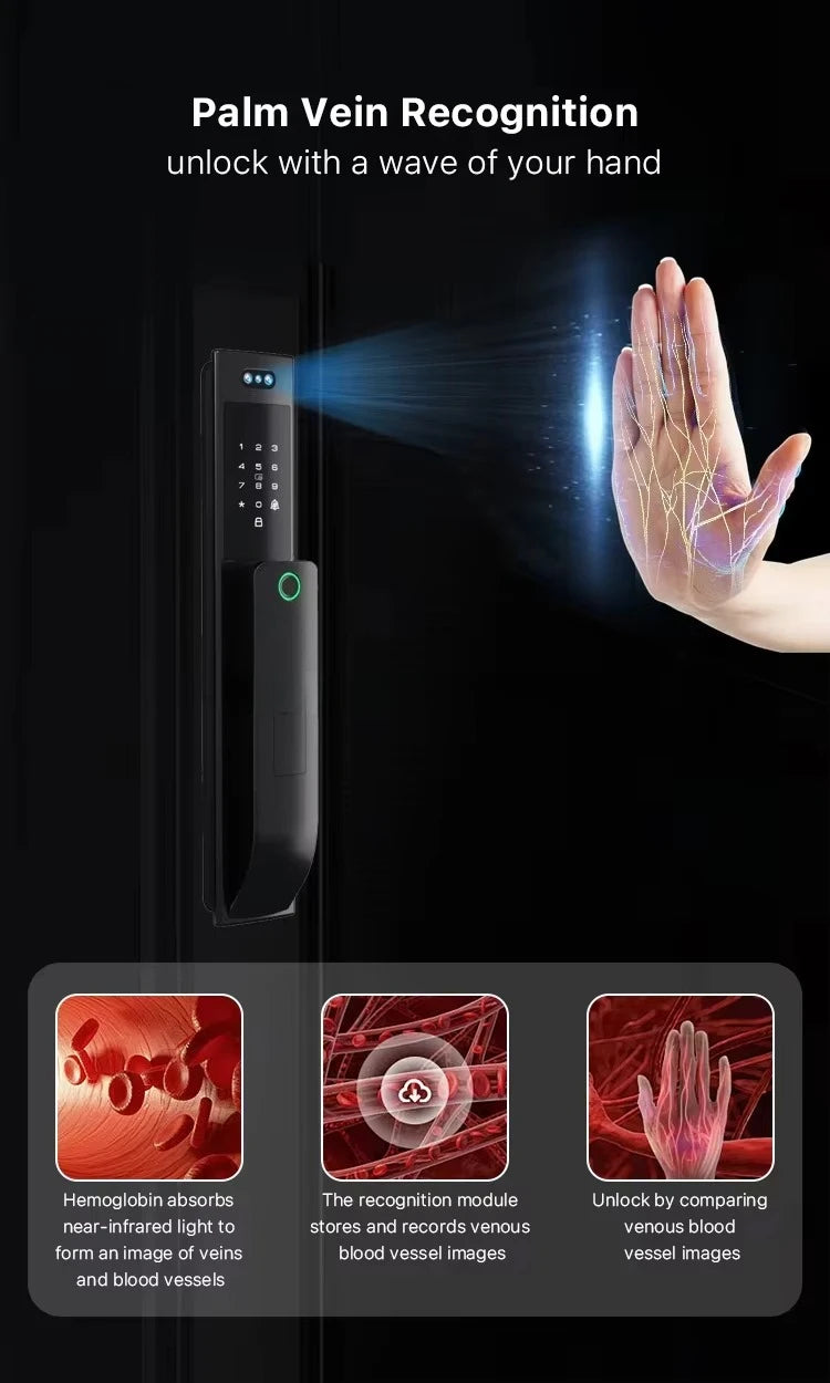 Israel lock Tuya wireless waterproof smart appearance facial recognition digital lock 6085 wooden door biometric fingerprint