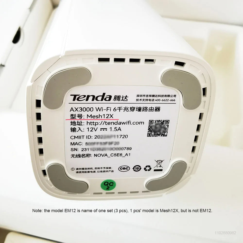 Tenda Mesh12X Wireless Gigabit WiFi6 Router 802.11AX Dual-Band 2.4G/5GHz Whole Home Wifi Coverage Long Range Bridge Extender
