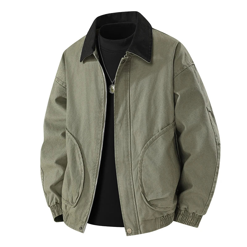 Men Jacket 100% Cotton Coats Safari Autumn Oversize 6XL 7XL 8XL Plus Size Camping Street Casual Business Work Zipper Softshell