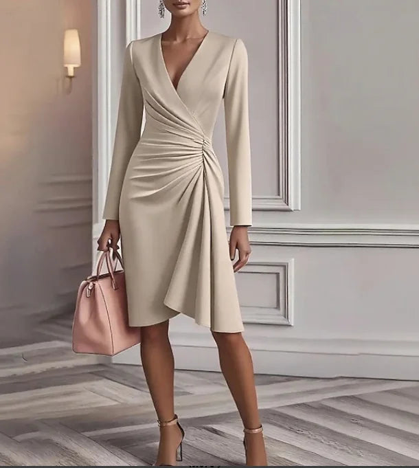 White Dress Women's Midi Party Satin  Sheath Mother of the  Dress Elegant Modern Party Special Occasion Evening Party Regular