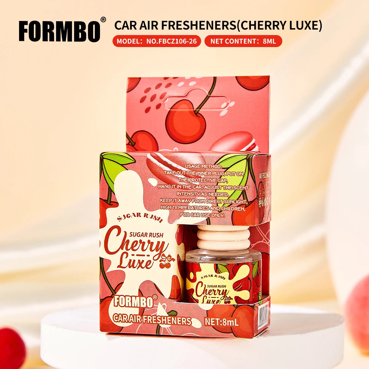 Car Air Freshener Hanging Perfume Bottle Cookies & Cream Cherry Luxe Dreamy Treats Scent Auto Rearview Mirror Pendant Deodorant