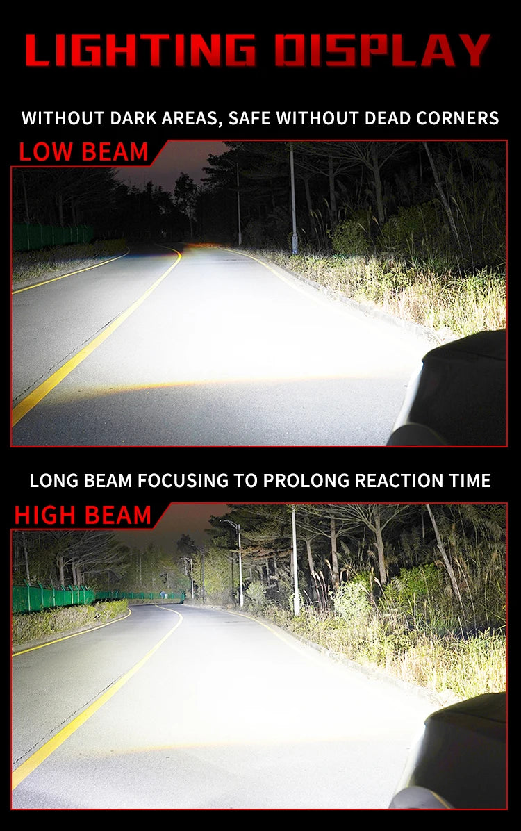 2.5 Inch 100W Bi-Led Projector Lens Led Light For H4 H7 9005 9006 Car Headlight Bulbs High Low Beam 6000K Diodes Turbo H7 Tuning