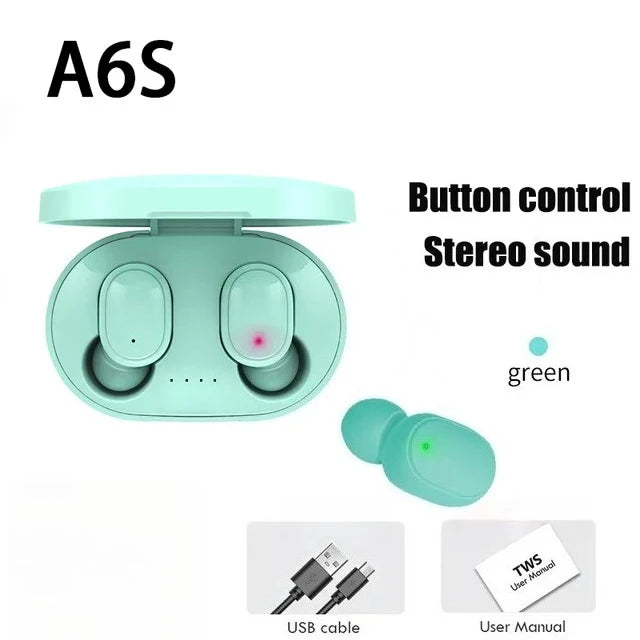 A6S TWS Wireless Bluetooth 5.1 Earbuds LED Digital Display Touch Control Earphone Mic Waterproof Sport Headset For Xiaomi Huawei