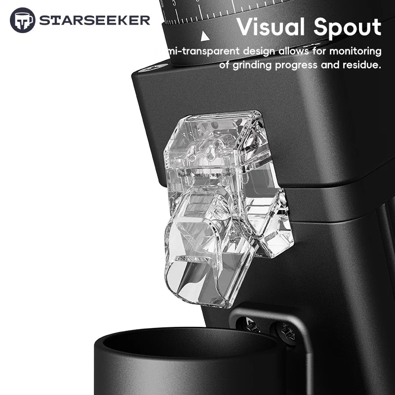 STARSEEKER E55Pro Electric Coffee Grinder 55MM Titanium Cone Burr Stepless Adjustment Espresso Brew Coffee Bean Grinder Black