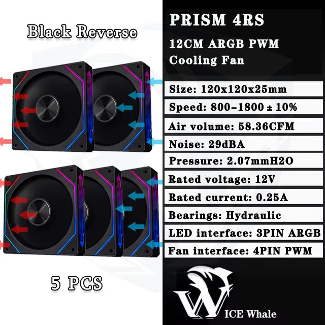 LDPCSJ Prism 4RS 120mm ARGB PC Case Fan with Infinity Mirror Design Motherboard Sync 4PIN PWM CPU Cooler Ventilador