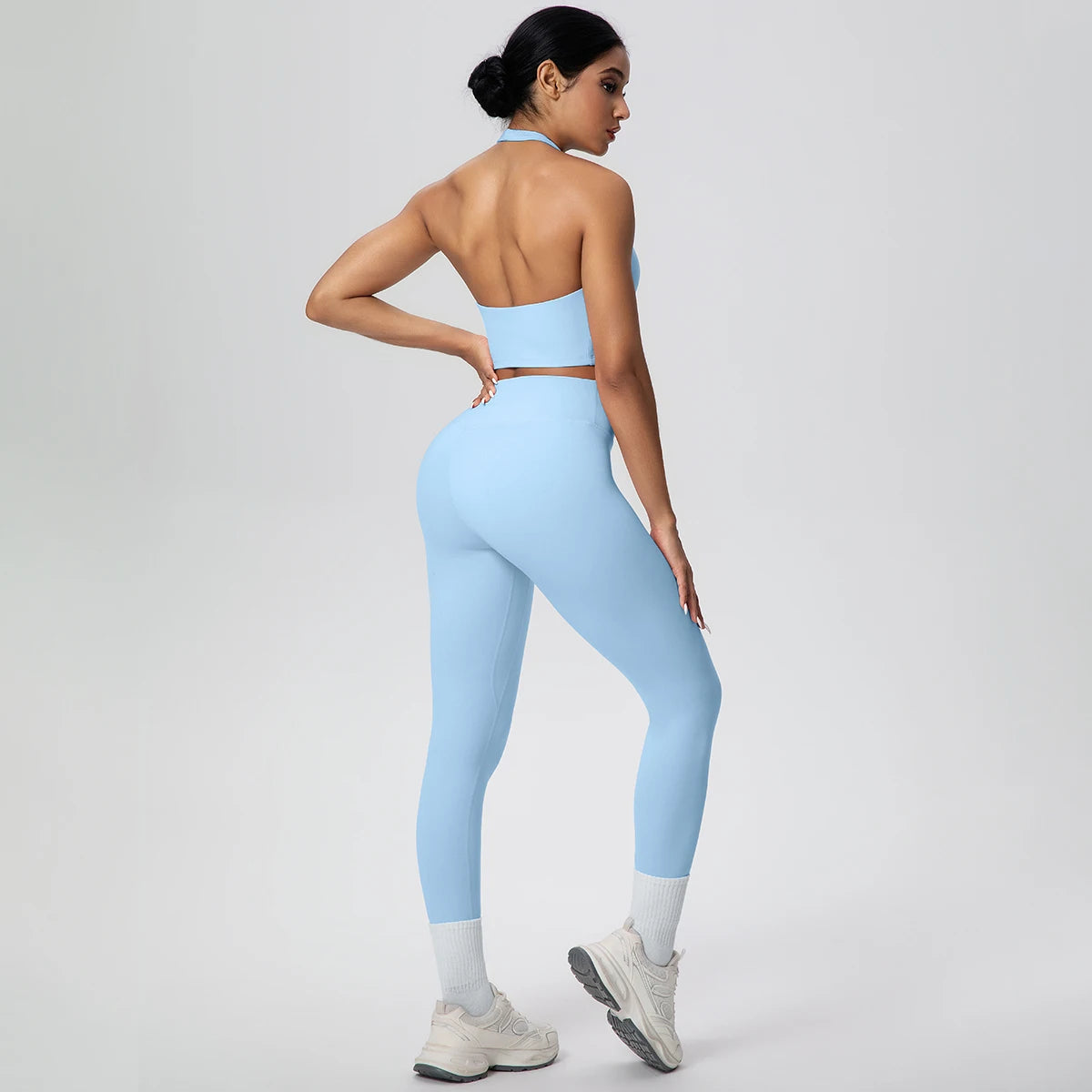 2PCS/set Yoga Set for Woman's Sexy Backless Halter Bra Sports Top Quick Drying Legging Summer Gym Fitness Pants Yoga Set
