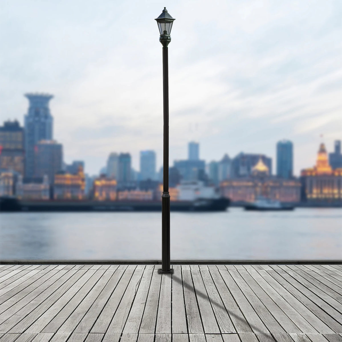 5m Split Outdoor Street Light Pole, Height Split Street Lamp Post for Road, Community and Outdoor Public Lighting 114+76mm Upper & Lower Pole, Economic Model