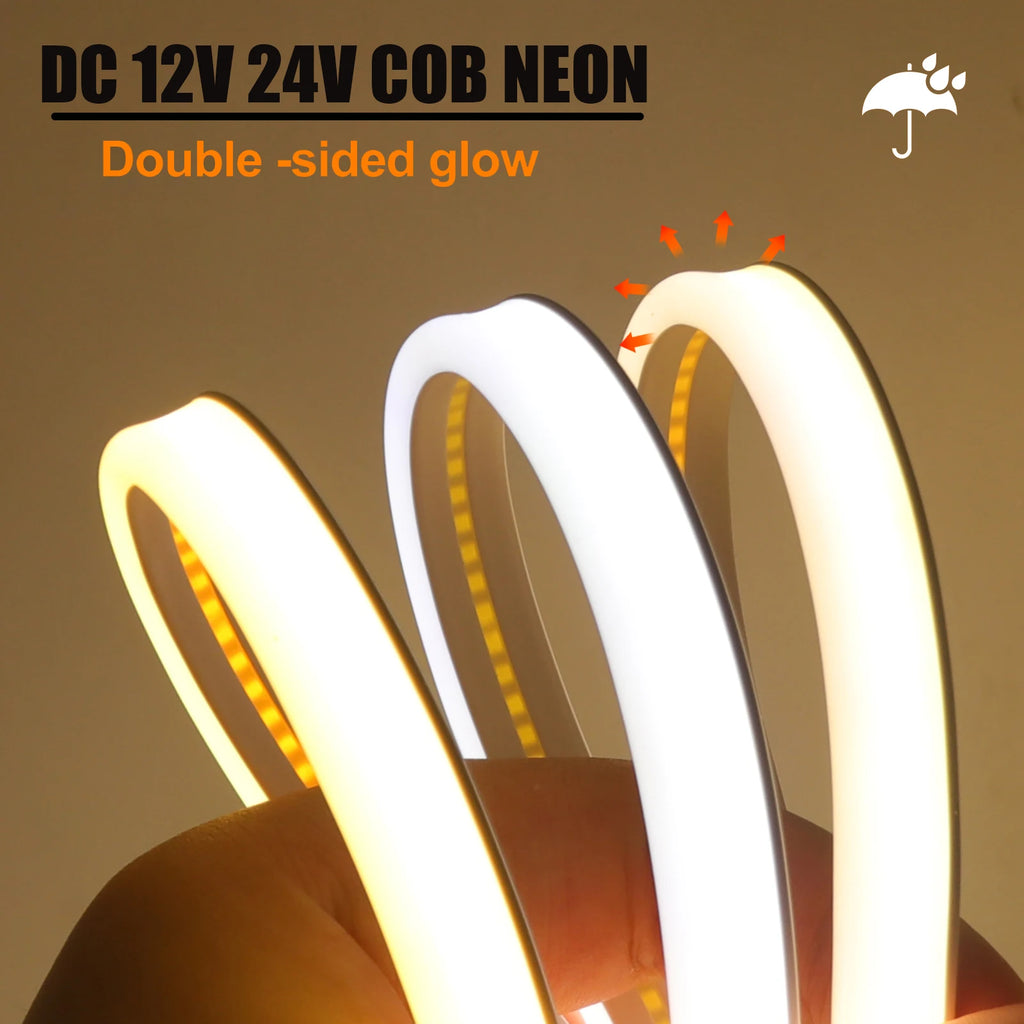 IP67 Waterproof High Brighter COB Neon Strip 12V 24V 320Leds 3000K 4000K 6000K Home Garden Decor Flexible Ribbon Rope LED Light