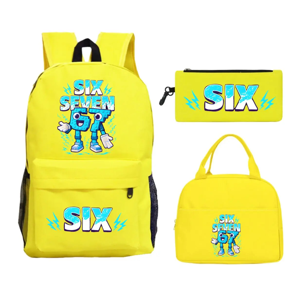 Fun Six Seven Print 3Pcs/Set Backpack Teen Boy Girl Back To School Schoolbag 67 Italian Brainrot Lunch Bag Rucksack Pencil Case