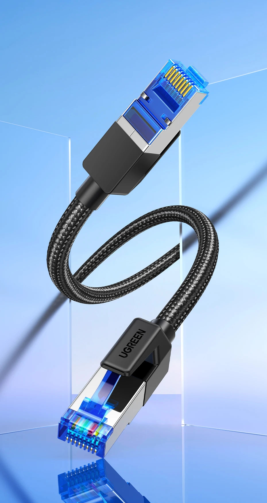 UGREEN CAT 8 Ethernet Cable CAT8 40Gbps 2000MHz Networking Nylon Braided Internet Lan Cord for Laptops PS 4 Router RJ45 Cable