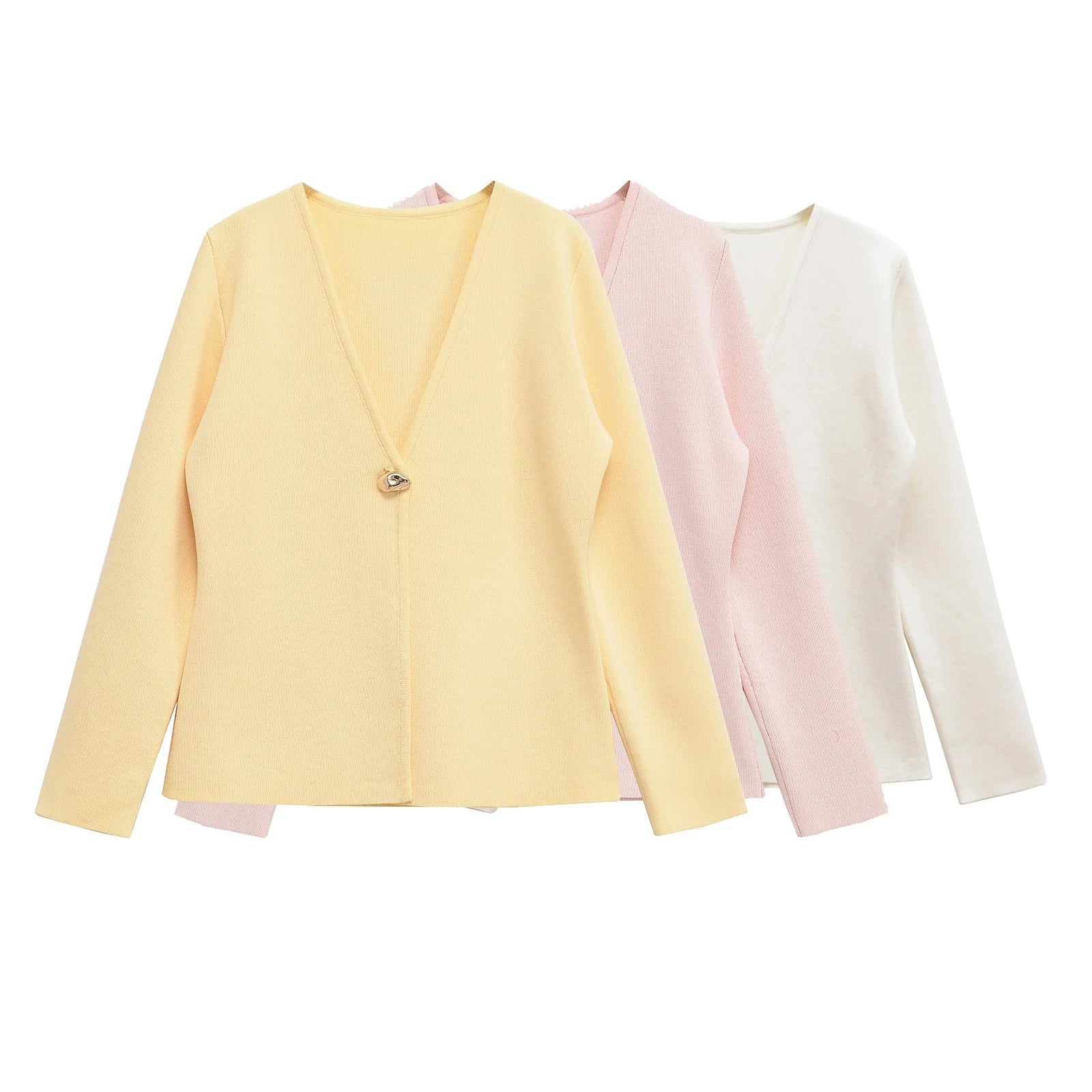 Spring Cardigan For Women Tops V-neck Knitted Cardigans Casual Simple Elegant Sweater Coat Outerwears Knitwear 4192005