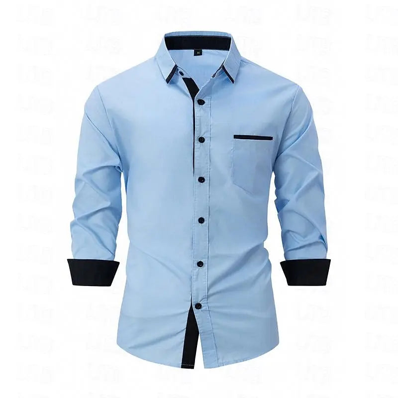 New men's business casual combination loose long sleeved pocket shirt autumn casual shirt