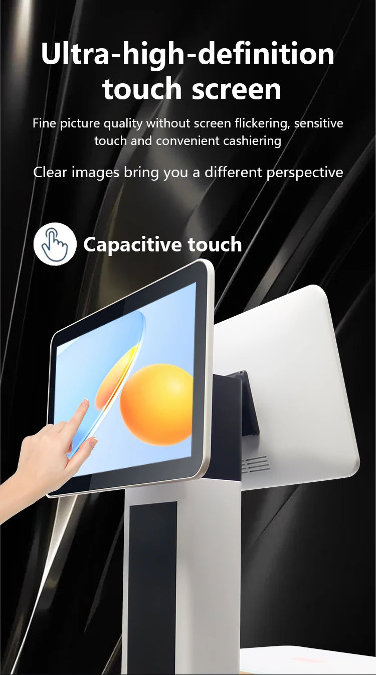 15.6 Inch Dual Touch Screen Desktop POS Terminal All in One PC with Printer Electronic Weighing Scale Supermarket