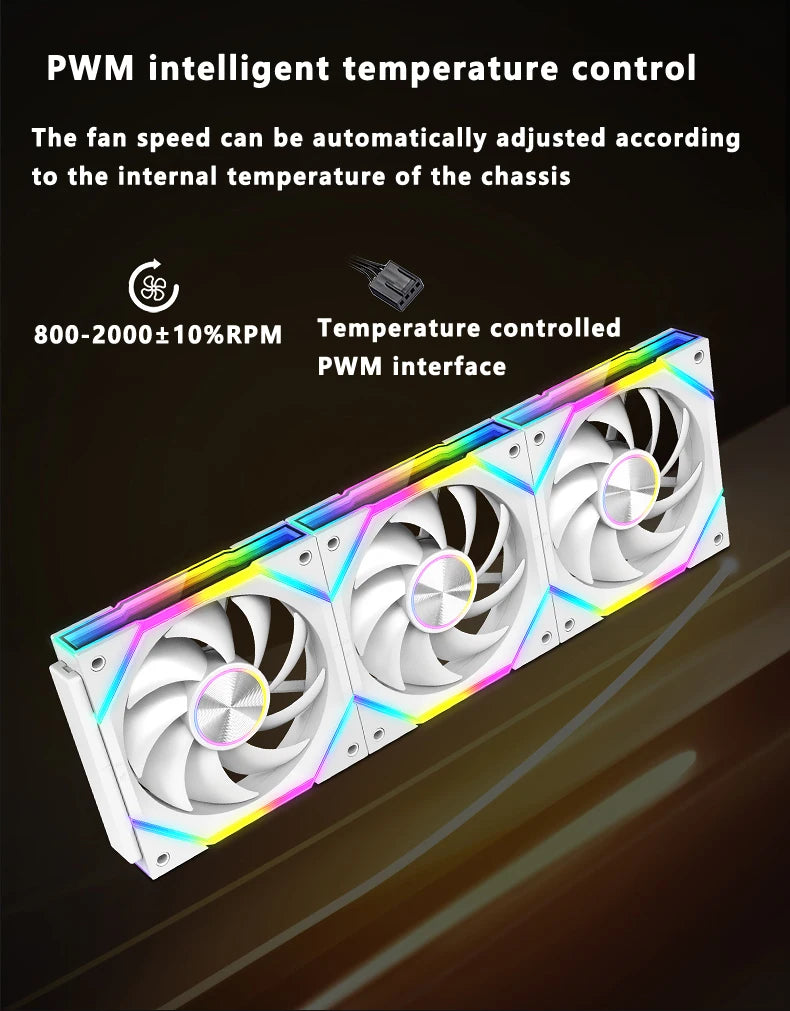 ICE Whale WX-1 Wire-Splicing PC Case Cooling Fan ARGB Mirror Cycle Light Effect 800-2000RPM PWM Water Cooling 360mm Cooler Fan